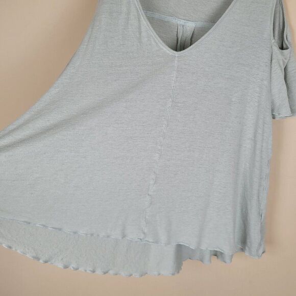 Free People Rayon Linen Bittersweet Cold Shoulder Short Sleeve Top Green Size S - Picture 7 of 10